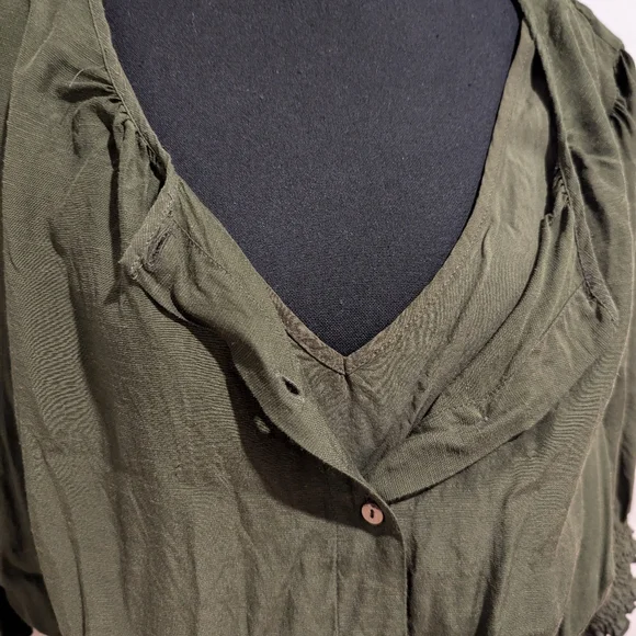 Anthropologie Olive Green Linen Blend Dress Size 2X - Picture 6 of 12